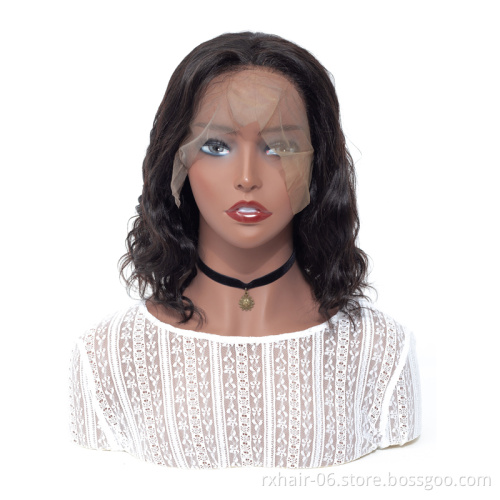 180% Density Virgin Mink Brazilian Human Hair Short Body Wave Glueless Full Lace Wig With Baby Hair